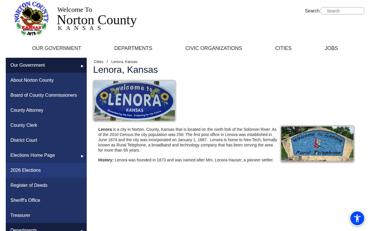 Lenora county information page for arrest-record source checking