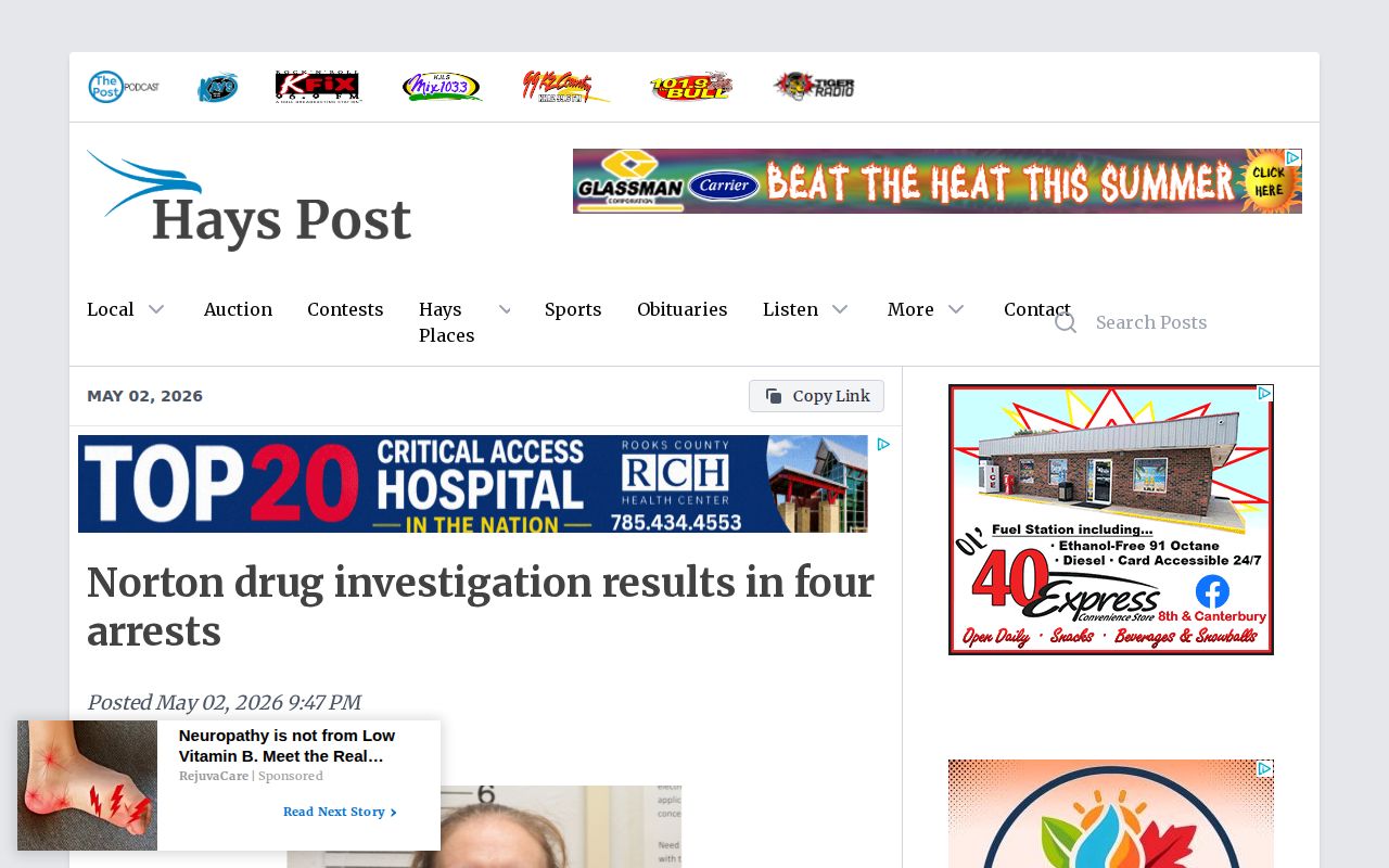 Norton County crime news arrest report interface from Hays Post